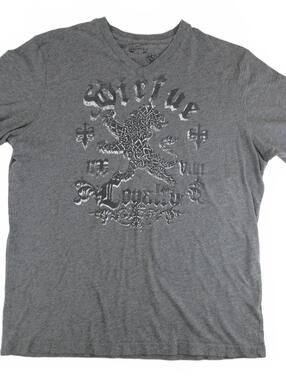Express Men's Gray Classic V-Neck Graphic T-Shirt Size M